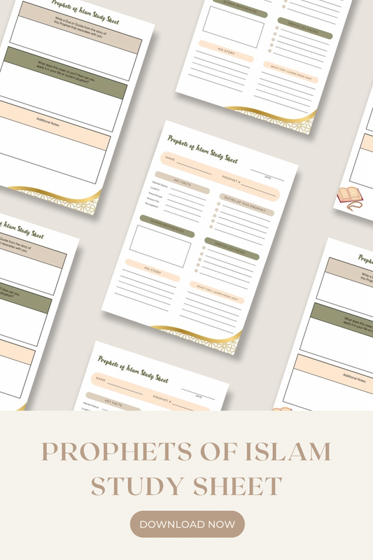 Prophets of Islam Study Sheet - Printable PDF